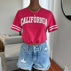 2000s Limited Too California Crop Tee Tie Waist Red Junior's Size Medium Y2K